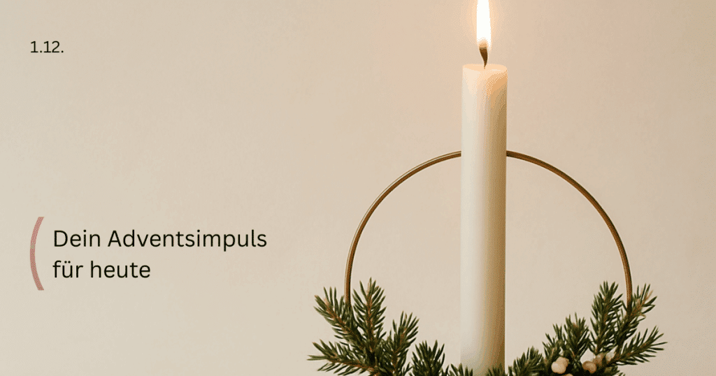 Adventsgrafik mit warmen goldenen Akzenten und Tannenzweigen