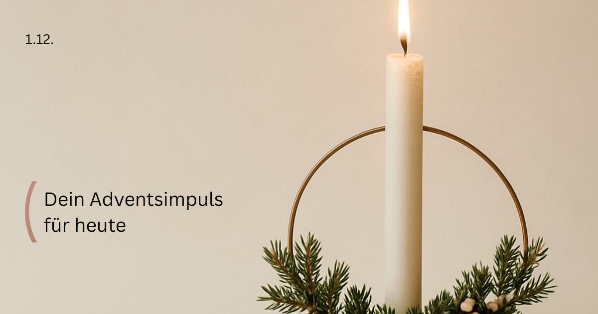 Adventsgrafik mit warmen goldenen Akzenten und Tannenzweigen